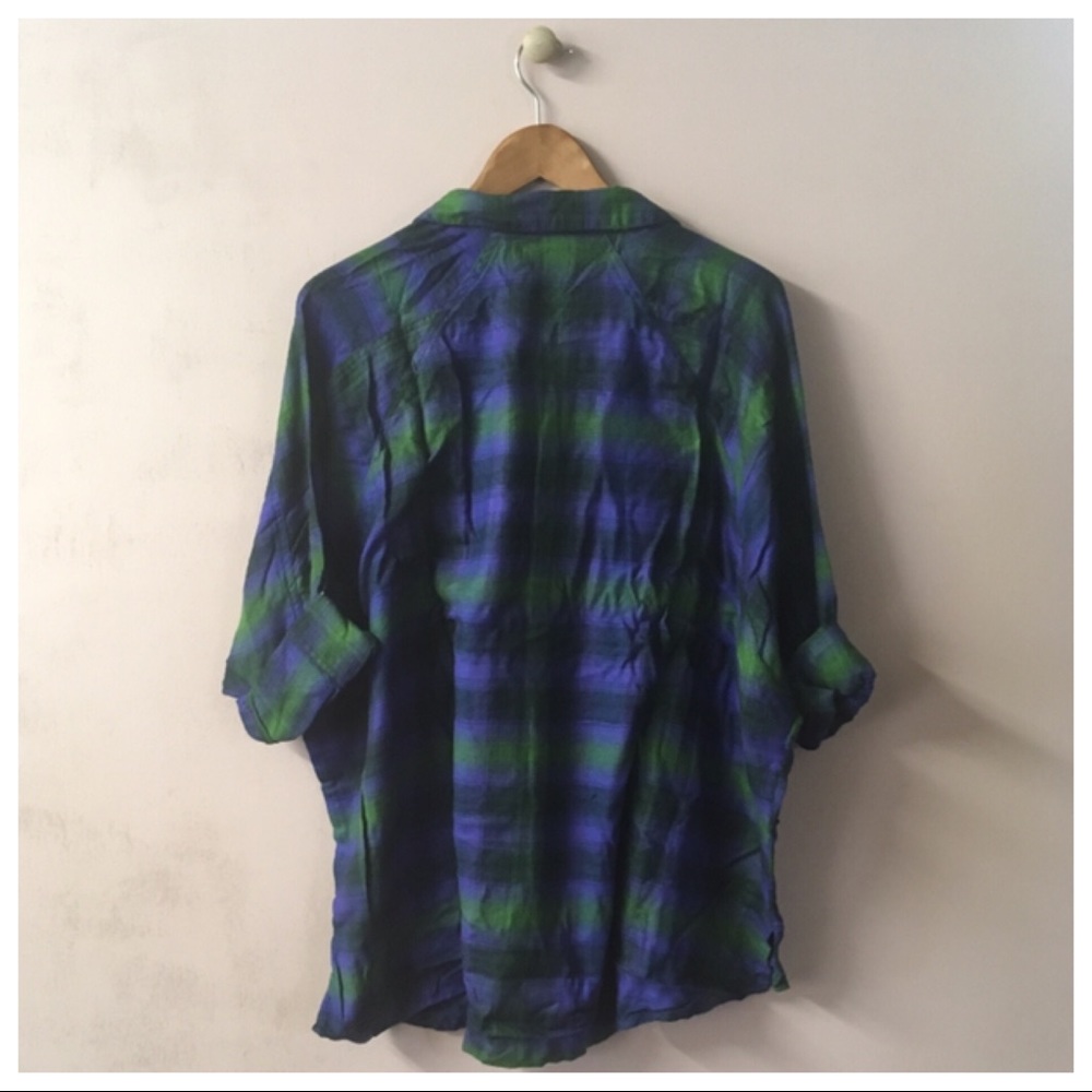 BDG UO Brendan Drapey Flannel Button Down Top - Picture 2 of 5